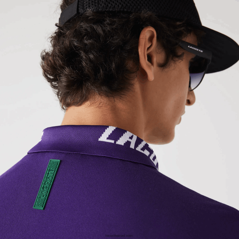 Lacoste פולו פיקה סטרץ' ממותג slim fit DZ4D0D776 pfn סגול גברים - Image 4