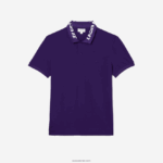 Lacoste פולו פיקה סטרץ' ממותג slim fit DZ4D0D776 pfn סגול גברים - Image 5