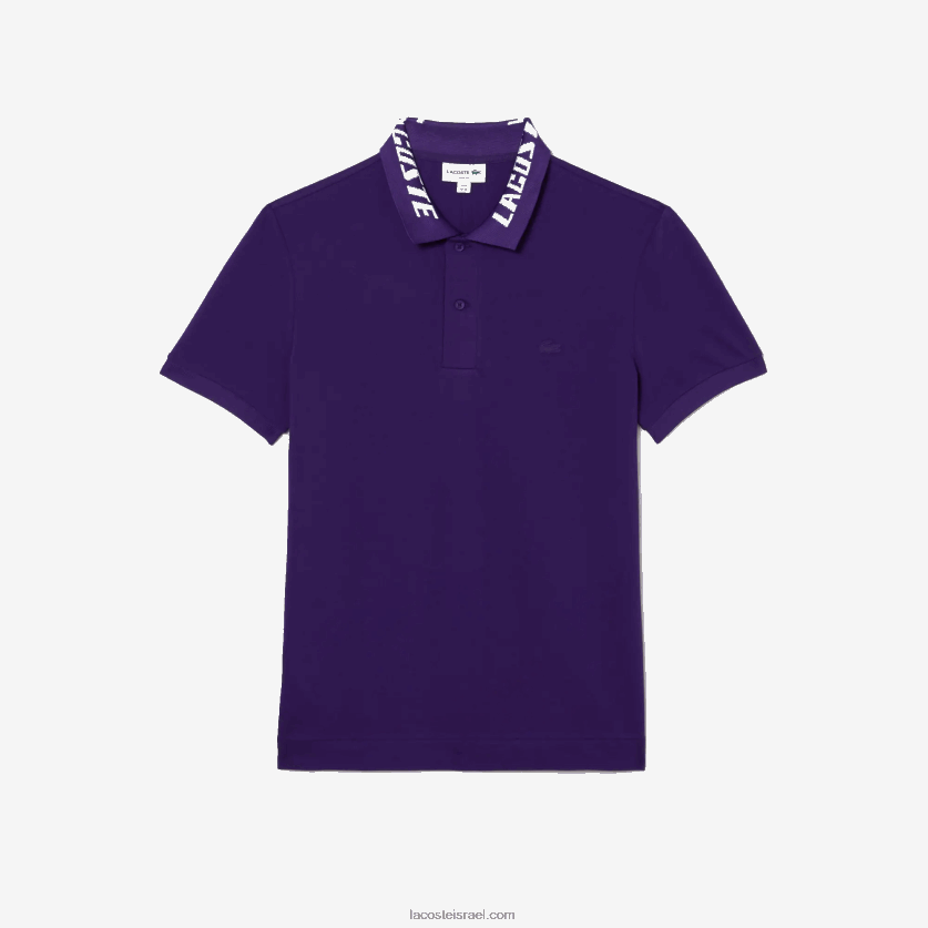 Lacoste פולו פיקה סטרץ' ממותג slim fit DZ4D0D776 pfn סגול גברים - Image 5