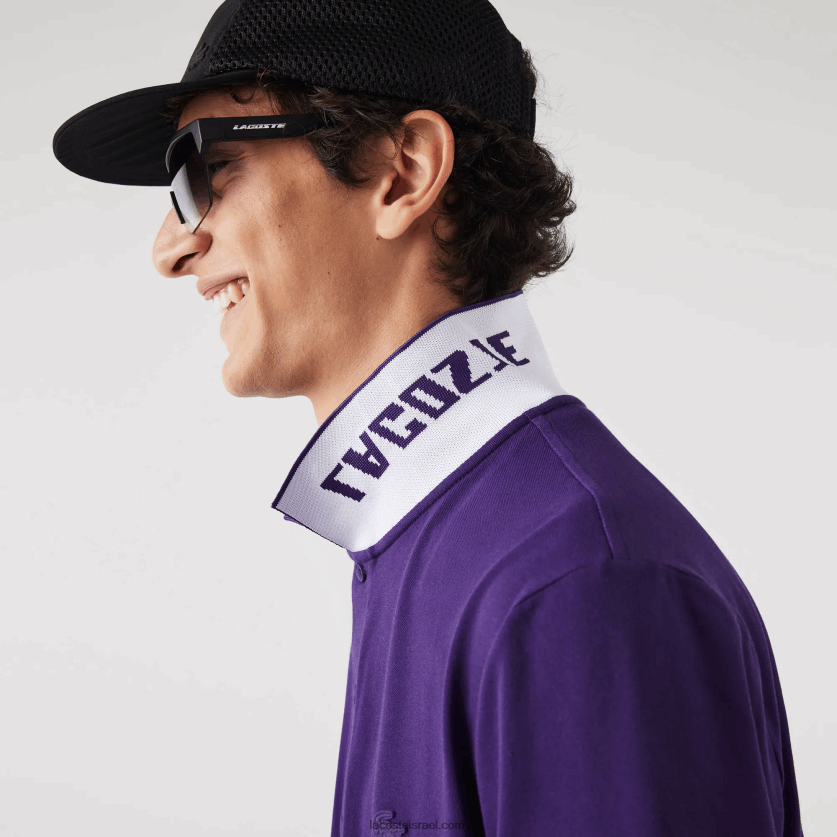 Lacoste פולו פיקה סטרץ' ממותג slim fit DZ4D0D776 pfn סגול גברים - Image 6