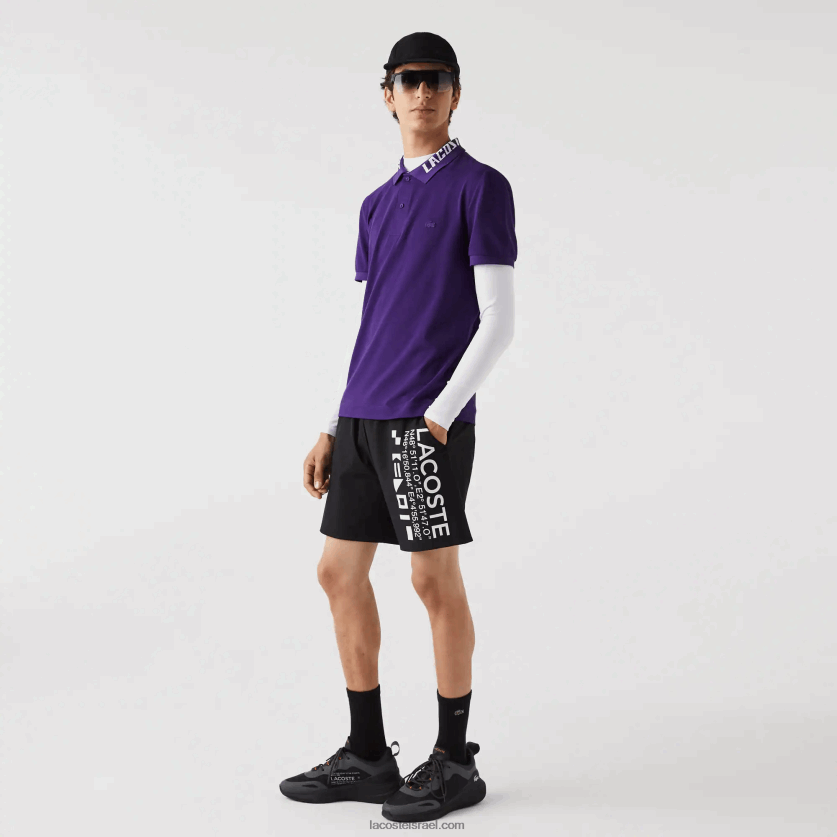 Lacoste פולו פיקה סטרץ' ממותג slim fit DZ4D0D776 pfn סגול גברים - Image 1