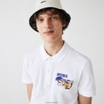 Lacoste פולו פיקה רקום כותנה בהתאמה רגילה DZ4D0D922 לבן 001 גברים