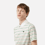 Lacoste פולו פס פוליאסטר ממוחזר גולף DZ4D0D114 לבן בז' כחול כהה ירוק xiq גברים - Image 2