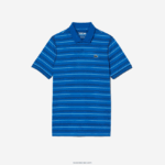 Lacoste פולו פס פוליאסטר ממוחזר גולף DZ4D0D115 נייבי לבן כחול xip גברים - Image 4