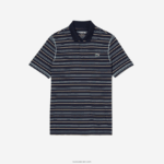 Lacoste פולו פס פוליאסטר ממוחזר גולף DZ4D0D116 כחול כהה ירוק לבן בז 'יי גברים - Image 4
