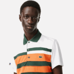 Lacoste פולו פסים במהדורה פתוחה של מיאמי ספורט DZ4D0D239 לבן כתום ירוק t0i גברים - Image 2