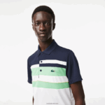 Lacoste פולו פסים במהדורה פתוחה של מיאמי ספורט DZ4D0D238 כחול ירוק לבן t3i גברים - Image 2