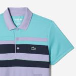 Lacoste פולו פסים במהדורה פתוחה של מיאמי ספורט DZ4D0D240 טורקיז כחול סגול t2i גברים - Image 4