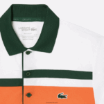 Lacoste פולו פסים במהדורה פתוחה של מיאמי ספורט DZ4D0D239 לבן כתום ירוק t0i גברים - Image 5
