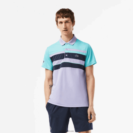 Lacoste פולו פסים במהדורה פתוחה של מיאמי ספורט DZ4D0D240 טורקיז כחול סגול t2i גברים