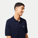 Lacoste פולו פסים מכותנה אורגנית DZ4D0D440 כחול כהה 423 גברים - Image 2