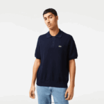 Lacoste פולו פסים מכותנה אורגנית DZ4D0D440 כחול כהה 423 גברים