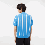 Lacoste פולו פסים מכותנה אורגנית DZ4D0D441 כחול לבן clt גברים - Image 2