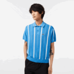 Lacoste פולו פסים מכותנה אורגנית DZ4D0D441 כחול לבן clt גברים
