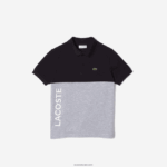 Lacoste פולו קולורבלוק פיקה כותנה אורגנית DZ4D0D3038 כחול כהה אפור chine e6a ילדים