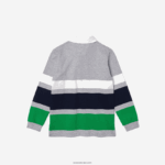 Lacoste פולו רוגבי כותנה פסים בכושר רגיל DZ4D0D3151 צ'ין אפור לבן כחול ירוק pwx בנים - Image 2