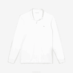 Lacoste פולו שרוול ארוך של פימה כותנה בכושר רגיל DZ4D0D859 לבן 001 גברים - Image 4