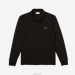 Lacoste פולו שרוול ארוך של פימה כותנה בכושר רגיל DZ4D0D858 שחור 031 גברים - Image 4