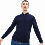 Lacoste פולו שרוול ארוך של פימה כותנה בכושר רגיל DZ4D0D860 כחול כהה 166 גברים - Image 4