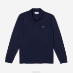 Lacoste פולו שרוול ארוך של פימה כותנה בכושר רגיל DZ4D0D860 כחול כהה 166 גברים - Image 5