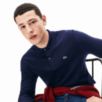 Lacoste פולו שרוול ארוך של פימה כותנה בכושר רגיל DZ4D0D860 כחול כהה 166 גברים