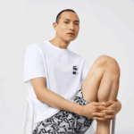 Lacoste פיג'מה בהדפס גרפי DZ4D0D1511 לבן נייבי כחול אפור סין שנות ה-40 גברים