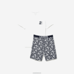 Lacoste פיג'מה בהדפס גרפי DZ4D0D1511 לבן נייבי כחול אפור סין שנות ה-40 גברים - Image 5