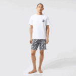 Lacoste פיג'מה בהדפס גרפי DZ4D0D1511 לבן נייבי כחול אפור סין שנות ה-40 גברים - Image 6