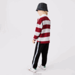 Lacoste פיקה פולו מפוספס DZ4D0D2962 סיני אפור בורדו x29 ילדים - Image 2