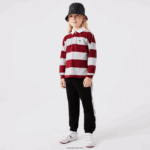 Lacoste פיקה פולו מפוספס DZ4D0D2962 סיני אפור בורדו x29 ילדים