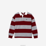 Lacoste פיקה פולו מפוספס DZ4D0D2962 סיני אפור בורדו x29 ילדים - Image 4