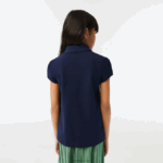 Lacoste צווארון מסולסל מיני פיקה פולו DZ4D0D2951 כחול כהה 166 בנות - Image 3