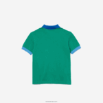 Lacoste צווארון ניגודיות כותנה פיקה פולו DZ4D0D2958 ירוק כחול x28 בנים - Image 2
