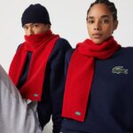 Lacoste צעיף צמר מנומר DZ4D0D2303 אדום 7cq גברים