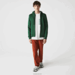 Lacoste קפוצ'ון דו-חומר קל משקל ספורטיבי DZ4D0D1163 ירוק s30 גברים