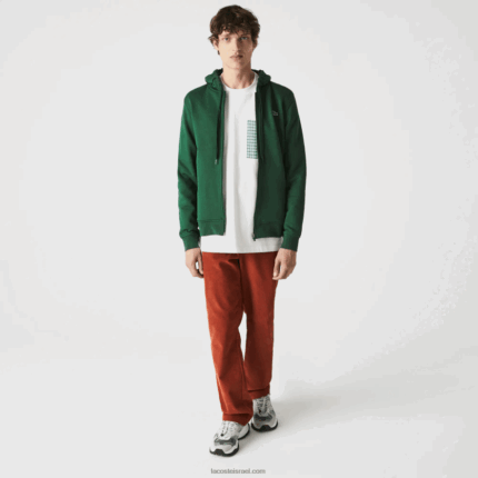 Lacoste קפוצ'ון דו-חומר קל משקל ספורטיבי DZ4D0D1163 ירוק s30 גברים
