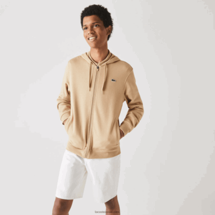 Lacoste קפוצ'ון דו-חומר קל משקל ספורטיבי DZ4D0D981 gp2 בז ' גברים