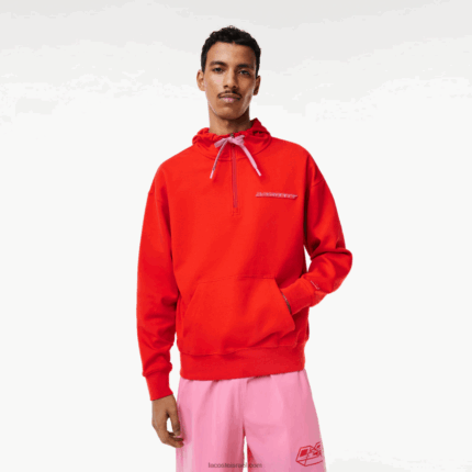 Lacoste קפוצ'ון הפיך בגזרה רופפת DZ4D0D376 אדום s5h גברים