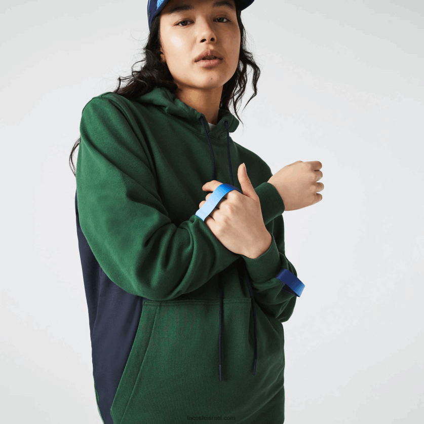 Lacoste קפוצ'ון כותנה אורגנית sport x theo curin DZ4D0D1123 ירוק כהה כחול nl7 גברים - Image 3