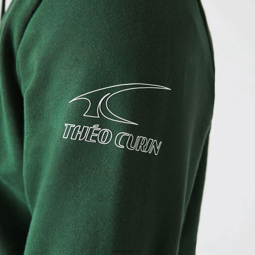 Lacoste קפוצ'ון כותנה אורגנית sport x theo curin DZ4D0D1123 ירוק כהה כחול nl7 גברים - Image 4