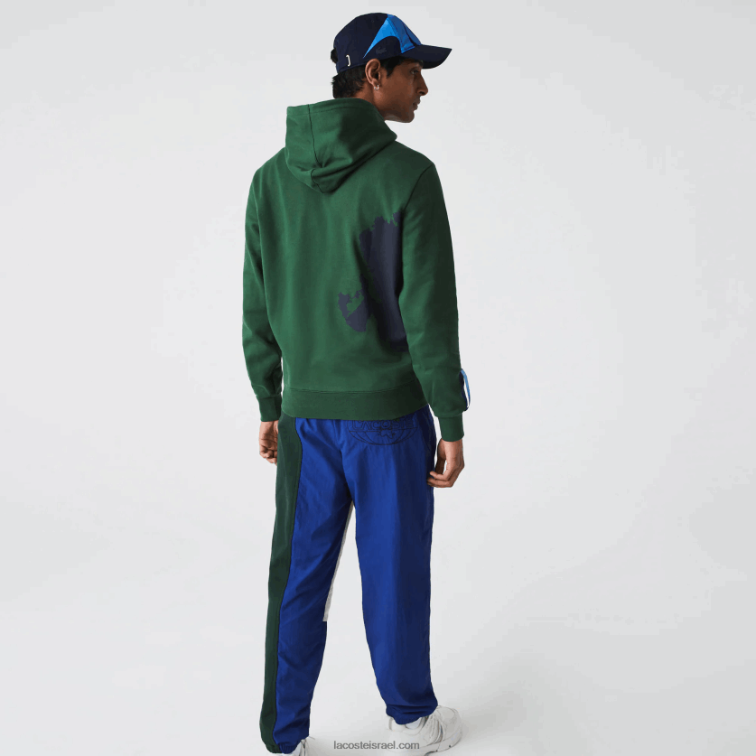 Lacoste קפוצ'ון כותנה אורגנית sport x theo curin DZ4D0D1123 ירוק כהה כחול nl7 גברים - Image 5
