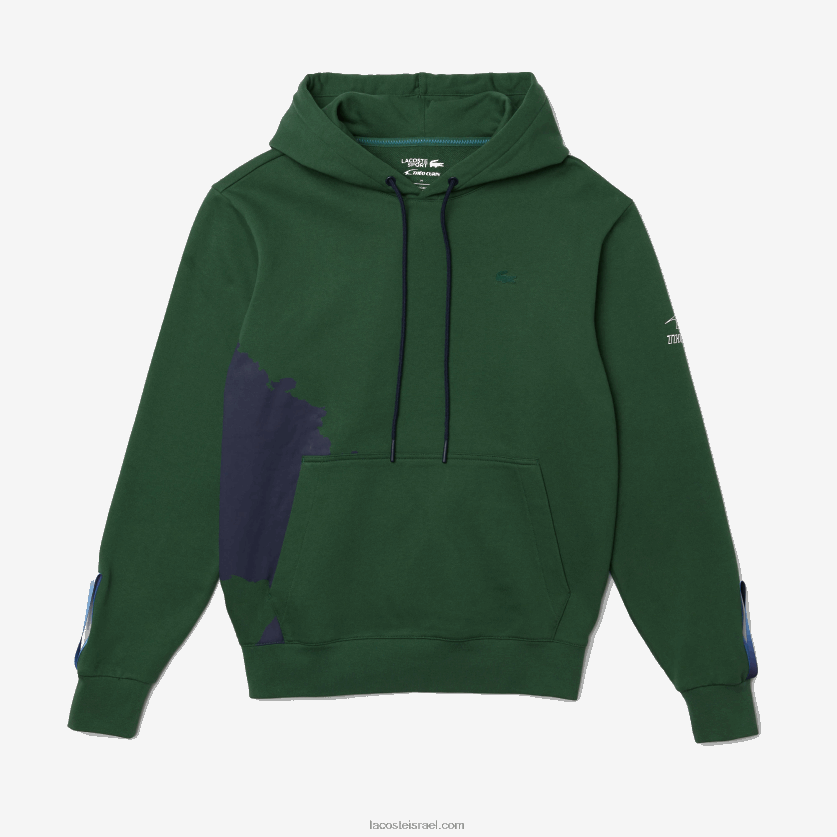 Lacoste קפוצ'ון כותנה אורגנית sport x theo curin DZ4D0D1123 ירוק כהה כחול nl7 גברים - Image 7