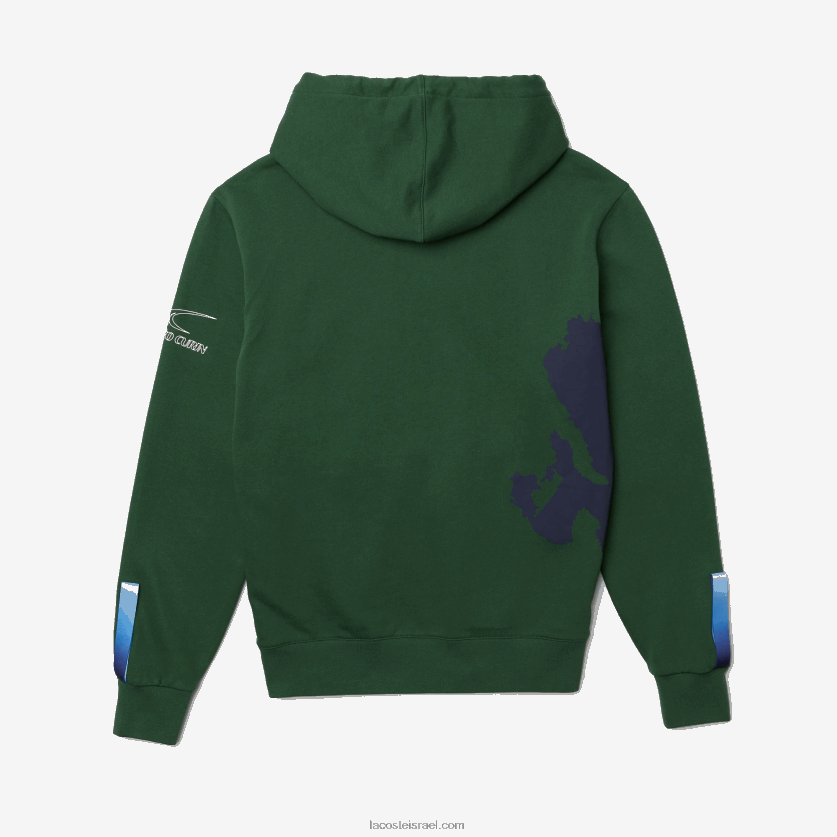 Lacoste קפוצ'ון כותנה אורגנית sport x theo curin DZ4D0D1123 ירוק כהה כחול nl7 גברים - Image 8