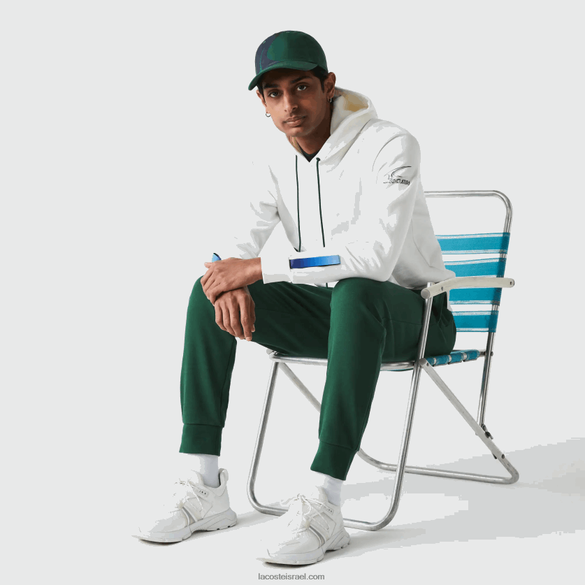 Lacoste קפוצ'ון כותנה אורגנית sport x theo curin DZ4D0D1124 לבן נייבי כחול ירוק ppj גברים - Image 4