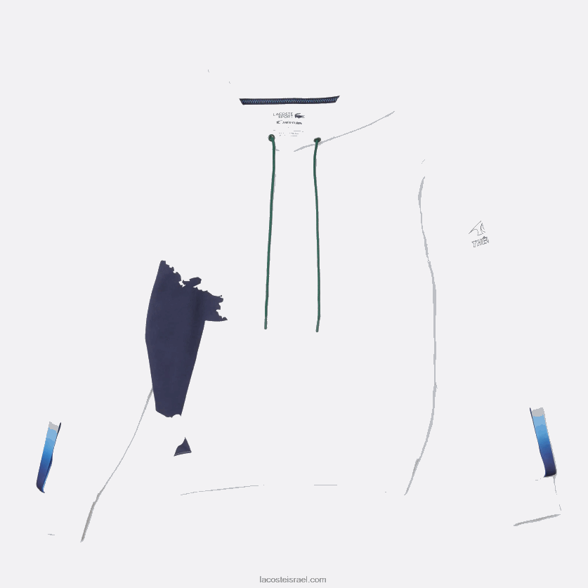 Lacoste קפוצ'ון כותנה אורגנית sport x theo curin DZ4D0D1124 לבן נייבי כחול ירוק ppj גברים - Image 5