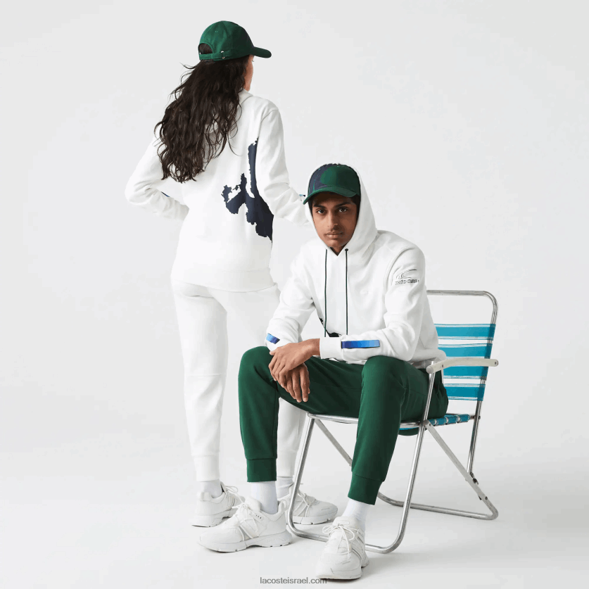 Lacoste קפוצ'ון כותנה אורגנית sport x theo curin DZ4D0D1124 לבן נייבי כחול ירוק ppj גברים - Image 1