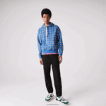 Lacoste קפוצ'ון כותנה בהדפס חי בגזרה רופפת DZ4D0D1143 כחול לבן bx9 גברים