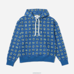 Lacoste קפוצ'ון כותנה בהדפס חי בגזרה רופפת DZ4D0D1143 כחול לבן bx9 גברים - Image 5