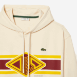 Lacoste קפוצ'ון מודפס בגזרה רופפת DZ4D0D334 לבן xfj גברים - Image 5