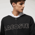 Lacoste קפוצ'ון מקורה ממותג צמר כותנה DZ4D0D1474 שחור אפור chine snp גברים - Image 2
